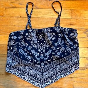 Bandana Top Navy Blue White, Size M